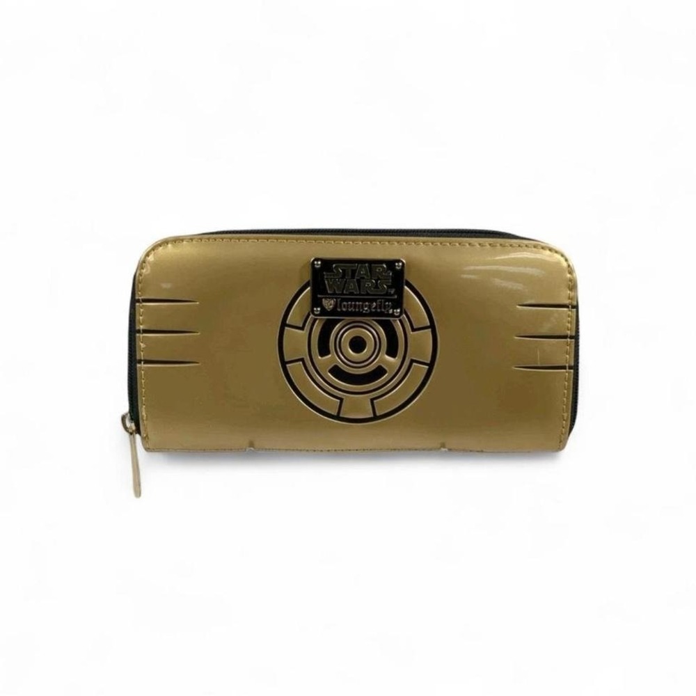 Loungefly Star Wars C-3PO Gold Embossed Heart‎ Logo Zip Around Wallet